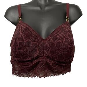 Aerie Womens Bra XL Lace Longline Padded Bralette Adjustable Straps Pullover